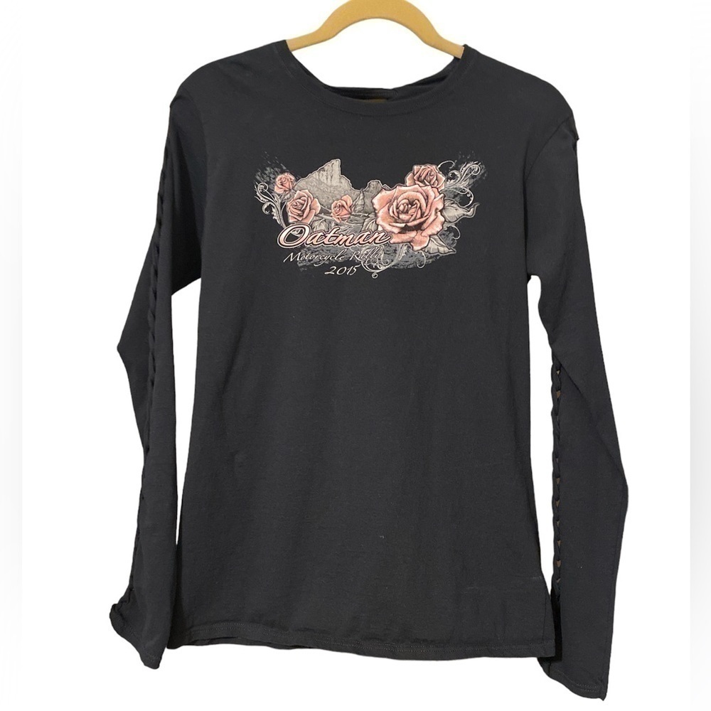 Black Long Sleeved Oatman Motorcycle Rally 2015 With Braided Back And Sleeves
